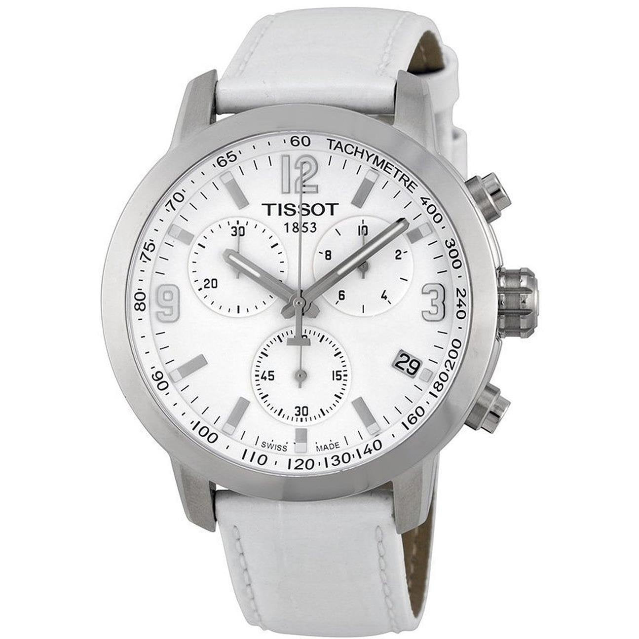  Shop Authentic Tissot PRC 200 Chronograph White Dial White Leather Strap Watch For Men - T055.417.16.017.00 - Luxxuri