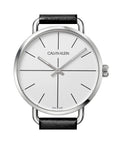  Shop Authentic Calvin Klein Even Silver Dial Black Leather Strap Watch for Men - K7B211CY - Luxxuri
