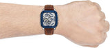  Shop Authentic Fossil Inscription Automatic Skeleton Blue Dial Brown Leather Strap Watch for Men - BQ2571 - Luxxuri