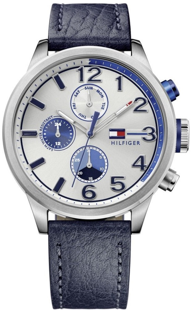  Shop Authentic Tommy Hilfiger Jackson Silver Dial Black Leather Strap Watch for Men - 1791240 - Luxxuri