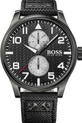  Shop Authentic Hugo Boss Aeroliner Chronograph Black Dial Black Leather Strap Watch For Men - 1513086 - Luxxuri