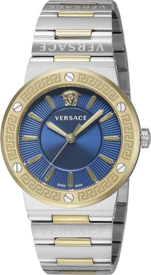  Shop Authentic Versace Greca Quartz Blue Dial Silver Steel Strap Watch for Women - VEVH01120 - Luxxuri