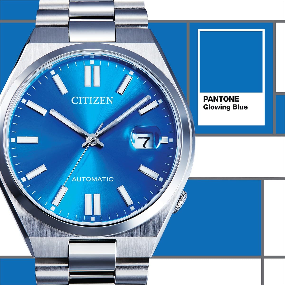  Shop Authentic Citizen x Pantone Automatic Blue Dial Silver Steel Strap Watch For Men - NJ0158-89L - Luxxuri