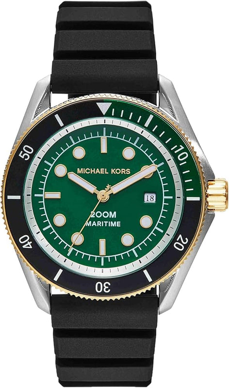  Shop Authentic Michael Kors Maritime Analog Green Dial Black Silicone Strap Watch for Men - MK9158 - Luxxuri