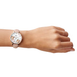  Shop Authentic Fossil Jacqueline Three Hand Mother of Pearl Dial Pink Leather Strap Watch for Women - ES4671 - Luxxuri