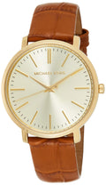  Shop Authentic Michael Kors Jaryn Quartz Gold Dial Brown Leather Strap Watch For Women - MK2496 - Luxxuri