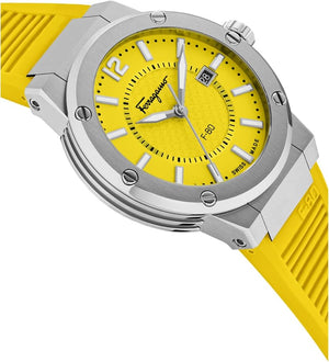  Shop Authentic Salvatore Ferragamo F-80 Classic Yellow Dial Yellow Rubber Strap Watch for Men - SFHY01222 - Luxxuri