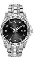  Shop Authentic Bulova Crystal Collection Black Dial Silver Steel Strap Watch for Men - 96K104 - Luxxuri