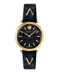  Shop Authentic Versace V-Twist Black Dial Black Leather Strap Watch for Women - VELS00619 - Luxxuri