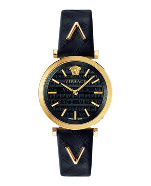  Shop Authentic Versace V-Twist Black Dial Black Leather Strap Watch for Women - VELS00619 - Luxxuri