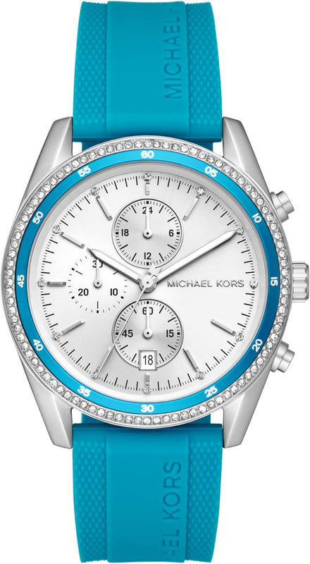  Shop Authentic Michael Kors Hadyn Analog Silver Dial Blue Rubber Strap Watch for Women - MK7485 - Luxxuri
