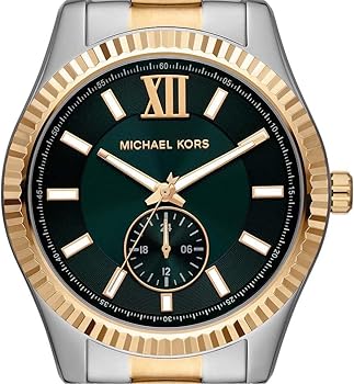 Michael Kors Lexington Quartz Green Dial Two Tone Steel Strap Watch For Men - MK9063