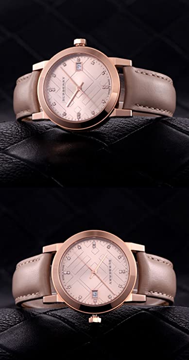  Shop Authentic Burberry The City Diamonds Beige Dial Beige Leather Strap Watch for Women - BU9131 - Luxxuri