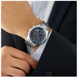  Shop Authentic Hugo Boss Grand Prix Blue Dial Silver Steel Strap Watch for Men - 1513478 - Luxxuri