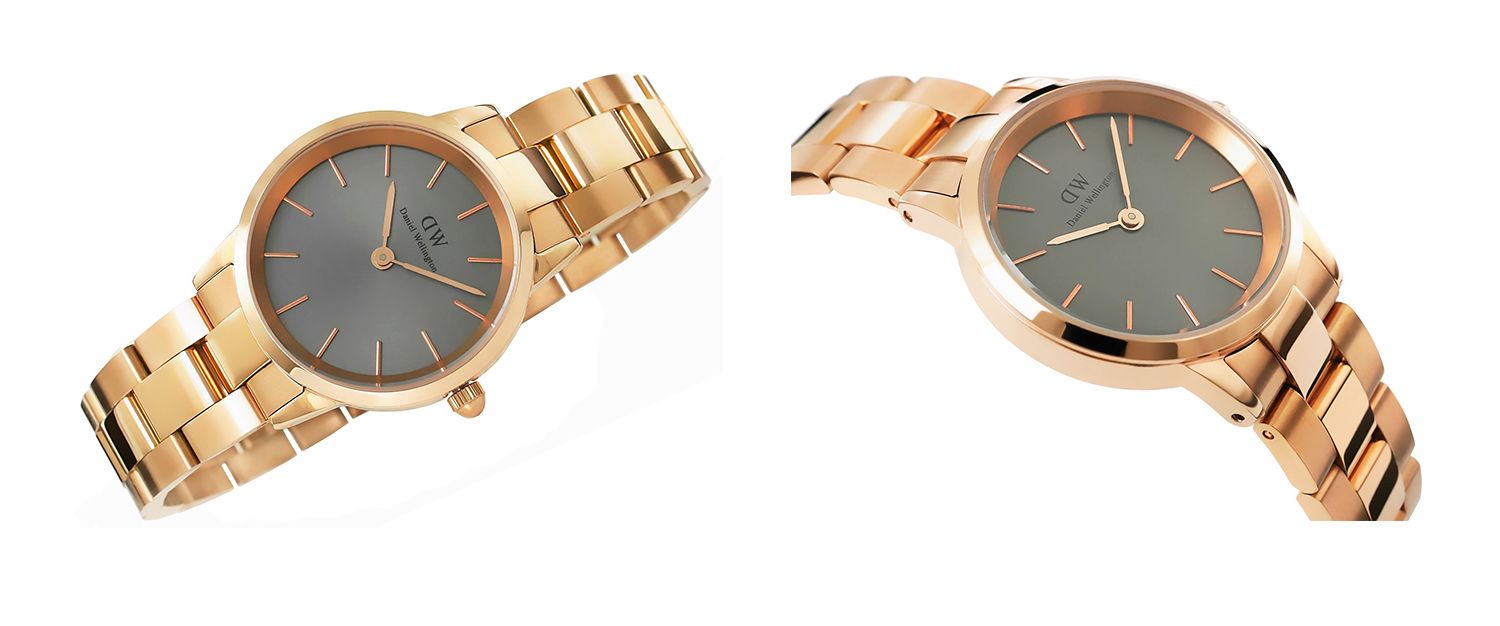  Shop Authentic Daniel Wellington Iconic Link Grey Dial Gold Steel Strap Watch For Women - DW00100334 - Luxxuri