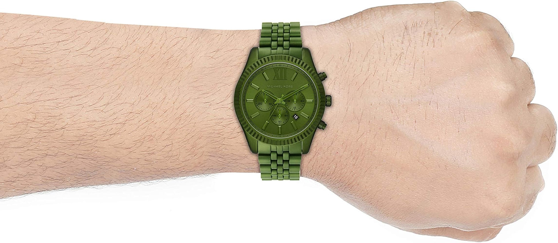  Shop Authentic Michael Kors Lexington Chronograph Green Dial Green Steel Strap Watch For Men - MK8790 - Luxxuri