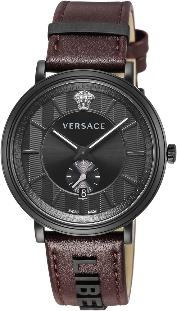  Shop Authentic Versace V-Circle Manifesto Black Dial Maroon Leather Strap Watch for Men - VBQ040017 - Luxxuri