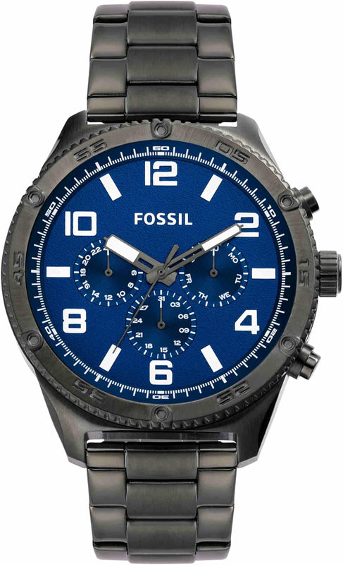  Shop Authentic Fossil Brox Multifunction Blue Dial Grey Steel Strap Watch for Men - BQ2798 - Luxxuri