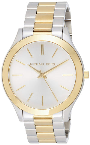  Shop Authentic Michael Kors Runway Slim Silver Dial Two Tone Stainless Steel Strap Watch for Women - MK3198 - Luxxuri
