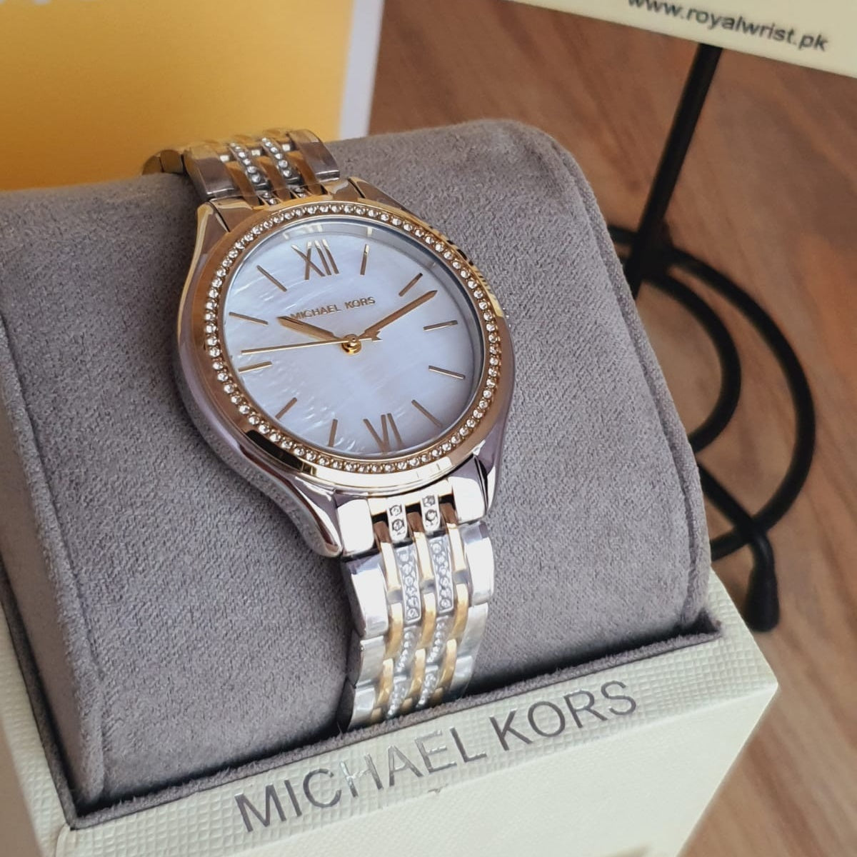  Shop Authentic Michael Kors Mindy Three Hand White Dial Two Tone Steel Strap Watch For Women - MK7084 - Luxxuri