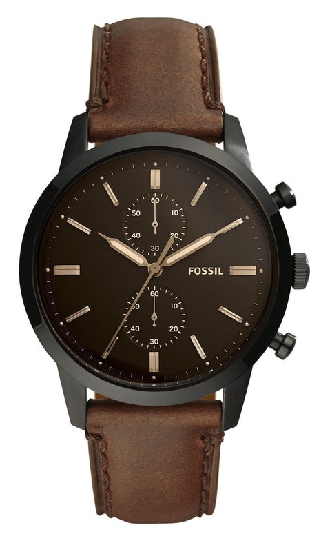 Shop Authentic Fossil Townsman Chronograph Black Dial Brown Leather Strap Watch for Men - FS5437 - Luxxuri