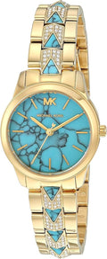 Shop Authentic Michael Kors Petite Runway Mercer Blue Dial Gold Steel Strap Watch For Women - MK6673 - Luxxuri