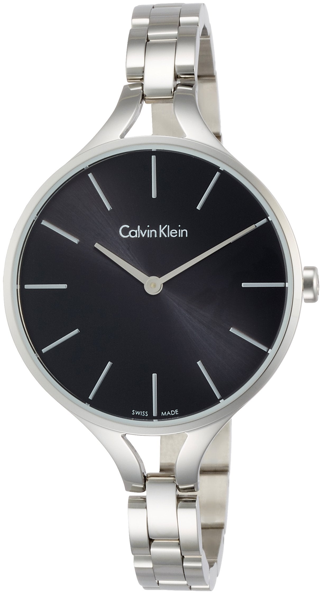  Shop Authentic Calvin Klein Graphic Black Dial Silver Steel Strap Watch for Women - K7E23141 - Luxxuri
