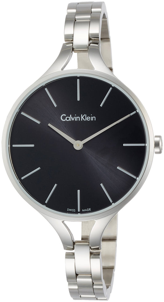  Shop Authentic Calvin Klein Graphic Black Dial Silver Steel Strap Watch for Women - K7E23141 - Luxxuri