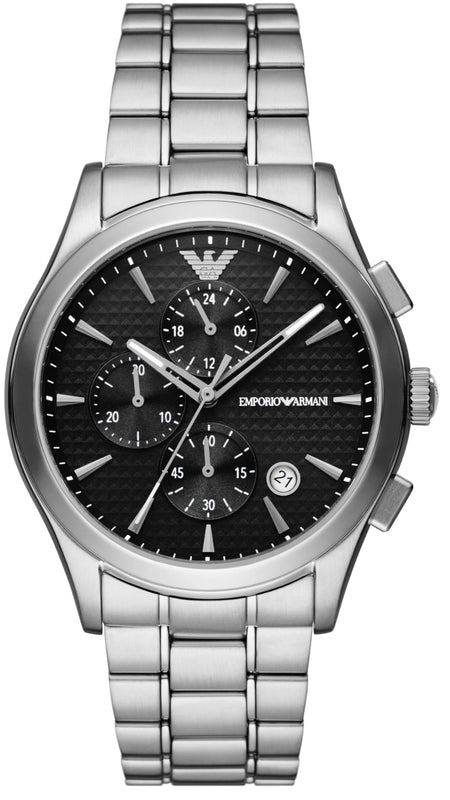  Shop Authentic Emporio Armani Paolo Chronograph Black Dial Silver Steel Strap Watch For Men - AR11602 - Luxxuri