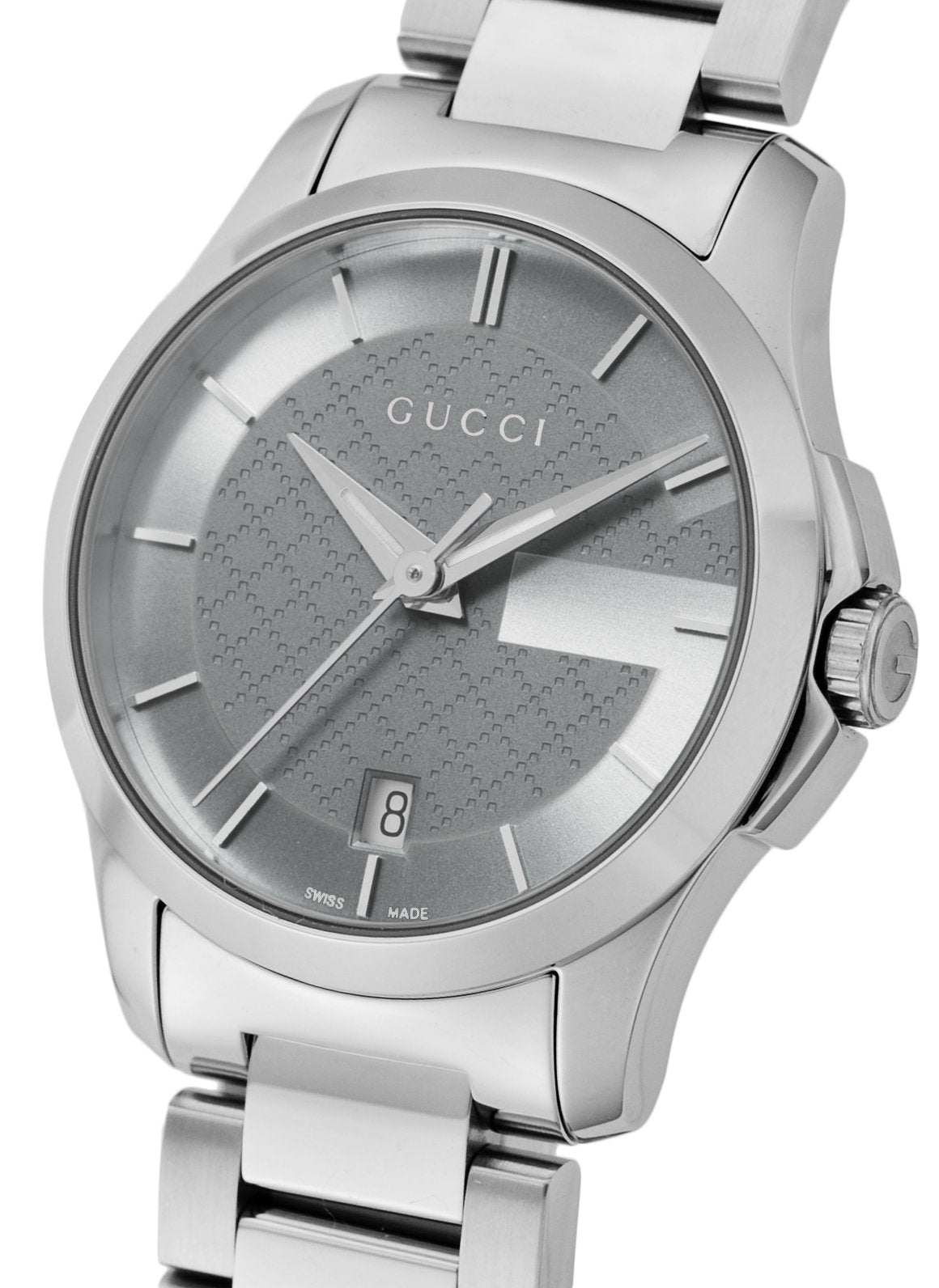  Shop Authentic Gucci G Timeless Grey Dial Silver Steel Strap Watch For Women - YA126522 - Luxxuri