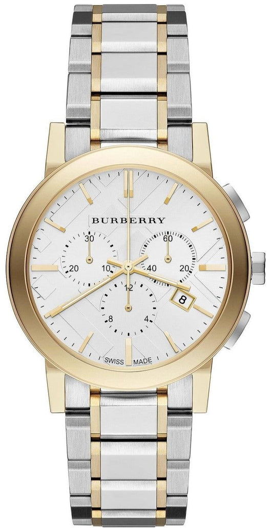 Burberry The City White Dial Two Tone Steel Strap Watch for Men - BU9751