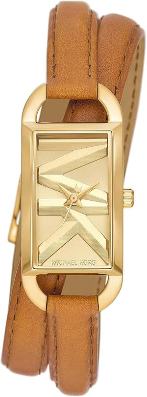  Shop Authentic Michael Kors Empire Three Hand Gold Dial Brown Leather Strap Watch for Women - MK4721 - Luxxuri
