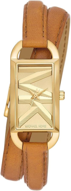  Shop Authentic Michael Kors Empire Three Hand Gold Dial Brown Leather Strap Watch for Women - MK4721 - Luxxuri