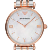  Shop Authentic Emporio Armani T Bar Gianni Classic Mother Of Pearl Dial Two Tone Steel Strap Watch For Women - AR1683 - Luxxuri