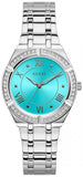  Shop Authentic Guess Cosmo Diamonds Turquoise Dial Silver Steel Strap Watch for Women - GW0033L7 - Luxxuri