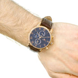  Shop Authentic Tommy Hilfiger Kane Chronograph Blue Dial Brown Leather Strap Watch for Men - 1791399 - Luxxuri
