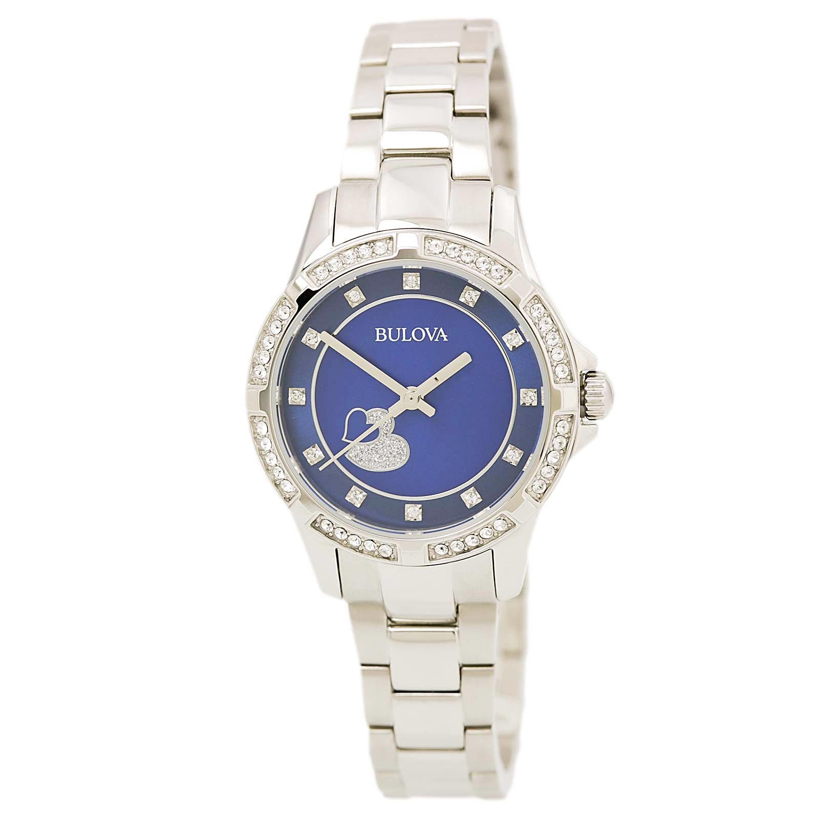  Shop Authentic Bulova Crystal Collection Blue Mother of Pearl Dial Silver Steel Strap Watch for Women - 96L238 - Luxxuri