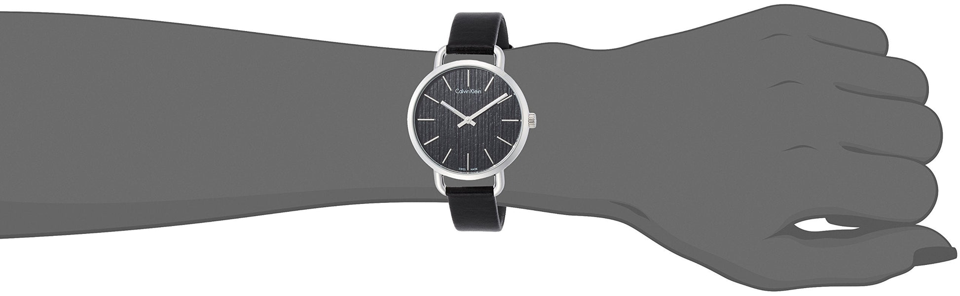  Shop Authentic Calvin Klein Even Black Dial Black Leather Strap Watch for Women - K7B231C1 - Luxxuri