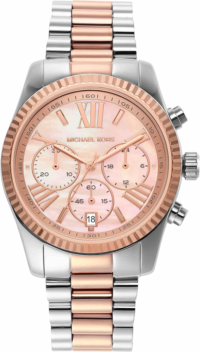  Shop Authentic Michael Kors Lexington Chronograph Rose Gold Dial Two Tone Steel Strap Watch For Women - MK7219 - Luxxuri