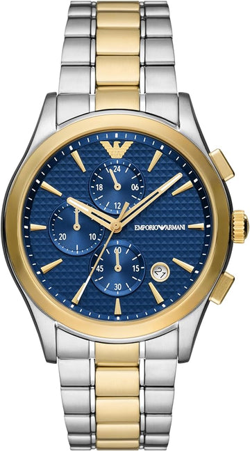  Shop Authentic Emporio Armani Paolo Chronograph Blue Dial Two Tone Steel Strap Watch For Men - AR11579 - Luxxuri