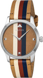  Shop Authentic Gucci G Timeless Quartz Brown Dial Brown Leather Strap Watch For Men - YA1264078 - Luxxuri