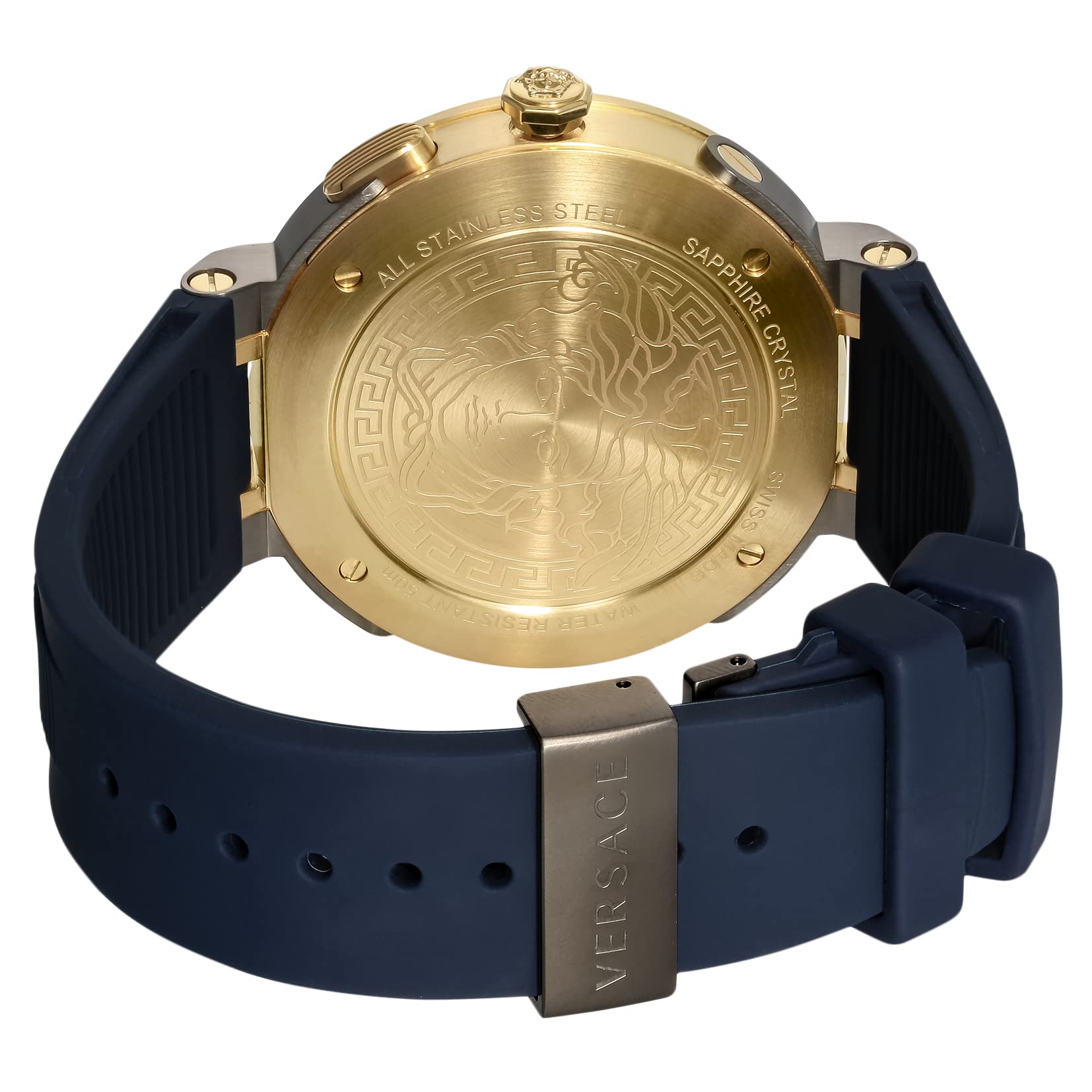  Shop Authentic Versace V Extreme Chronograph Blue & Gold Tone Dial Blue Rubber Strap Watch for Men - VCN010017 - Luxxuri