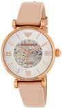  Shop Authentic Emporio Armani Meccanico Silver Skeleton Dial Beige Leather Strap Watch For Women - AR60001 - Luxxuri