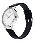  Shop Authentic Calvin Klein Even Silver Black Leather Strap Watch for Women - K7B231C6 - Luxxuri