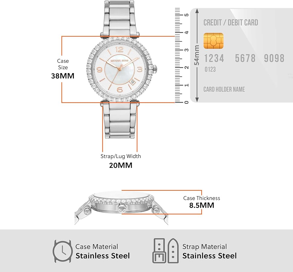  Shop Authentic Michael Kors Parker Three Hand Mother of Pearl White Dial Silver Steel Strap Watch For Women - MK4694 - Luxxuri