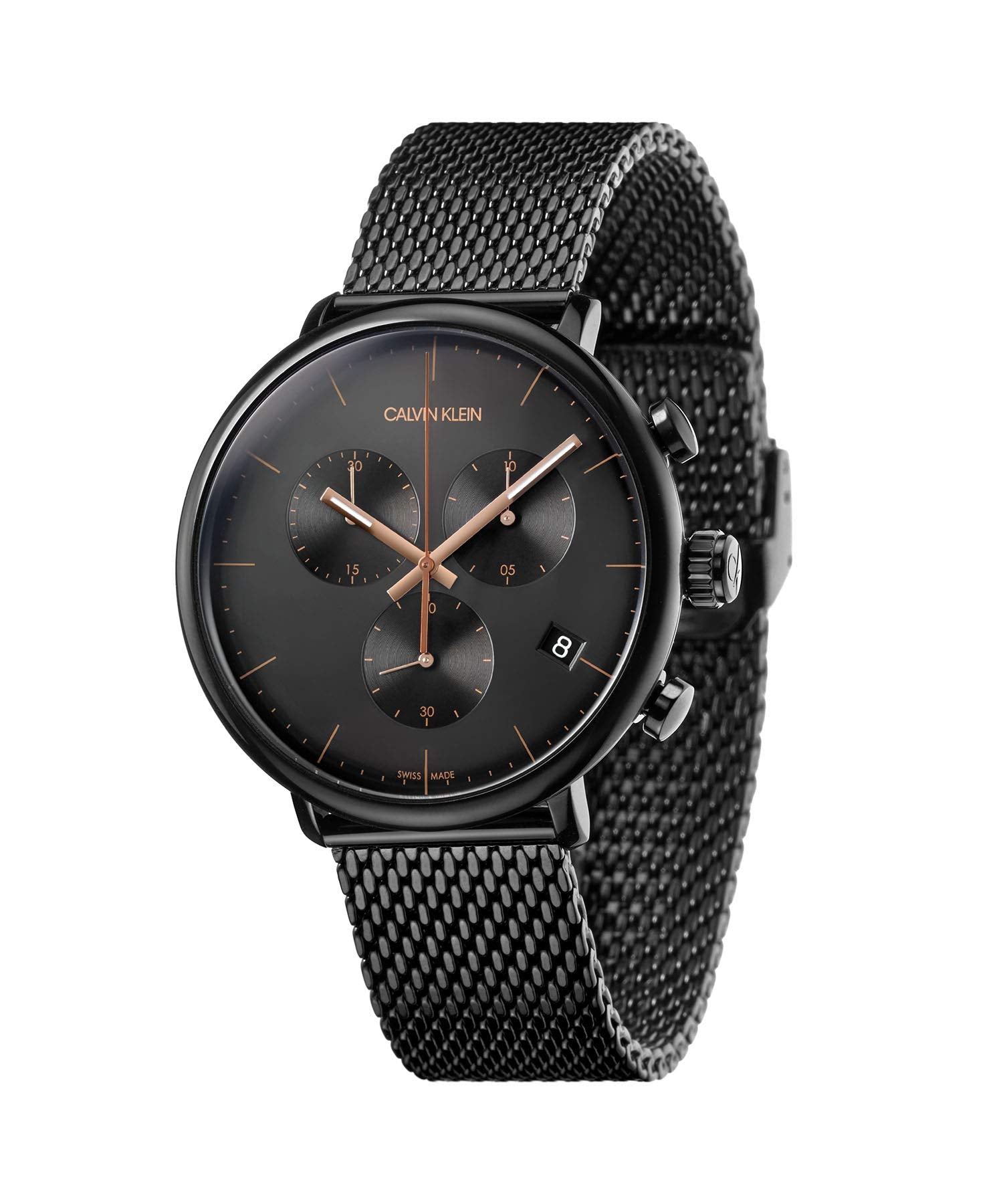  Shop Authentic Calvin Klein High Noon Black Dial Black Mesh Bracelet Watch for Women - K8M27421 - Luxxuri