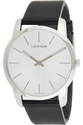  Shop Authentic Calvin Klein Post Minimal Silver Dial Black Leather Strap Watch for Men - K7622185 - Luxxuri