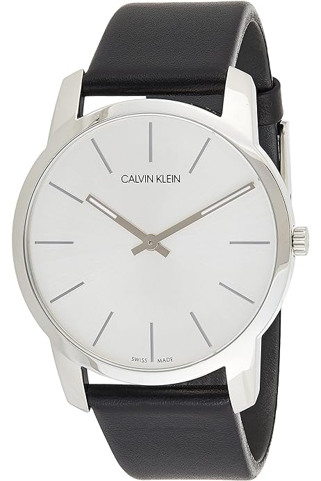  Shop Authentic Calvin Klein Post Minimal Silver Dial Black Leather Strap Watch for Men - K7622185 - Luxxuri