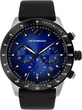  Shop Authentic Emporio Armani Mario Chronograph Blue Dial Black Leather Strap Watch For Men - AR11522 - Luxxuri