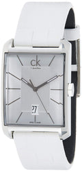  Shop Authentic Calvin Klein Window White Dial White Leather Strap Watch for Men - K2M21120 - Luxxuri